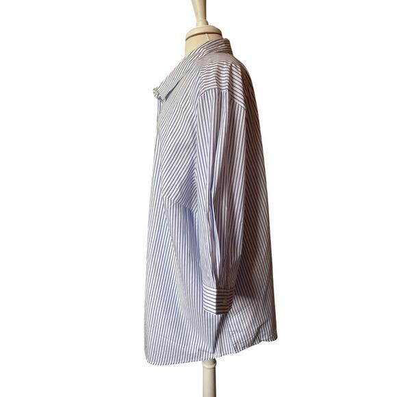 Woman Within NWOT Coastal Stripe Floral Embroidered Button Down Travel Tunic 3X - Picture 2 of 8